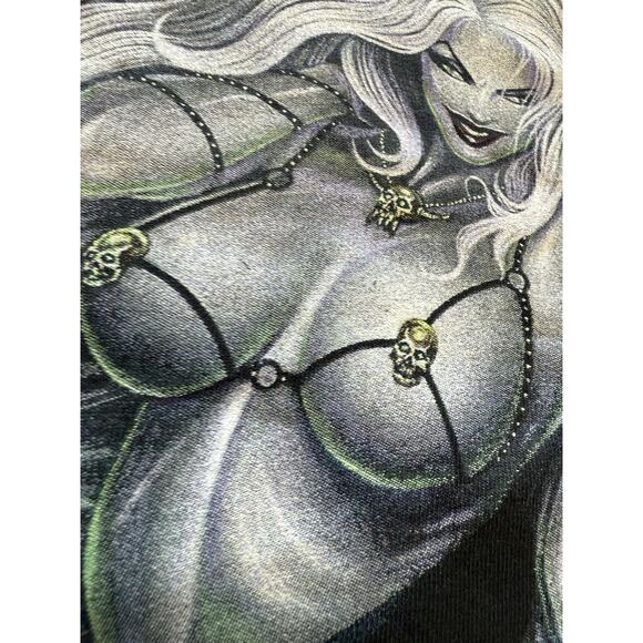 Vintage 2001 Chaos! Comics Lady Death Shirt XL Black Skull Lingerie NEW Lewd Tee - Picture 5 of 8